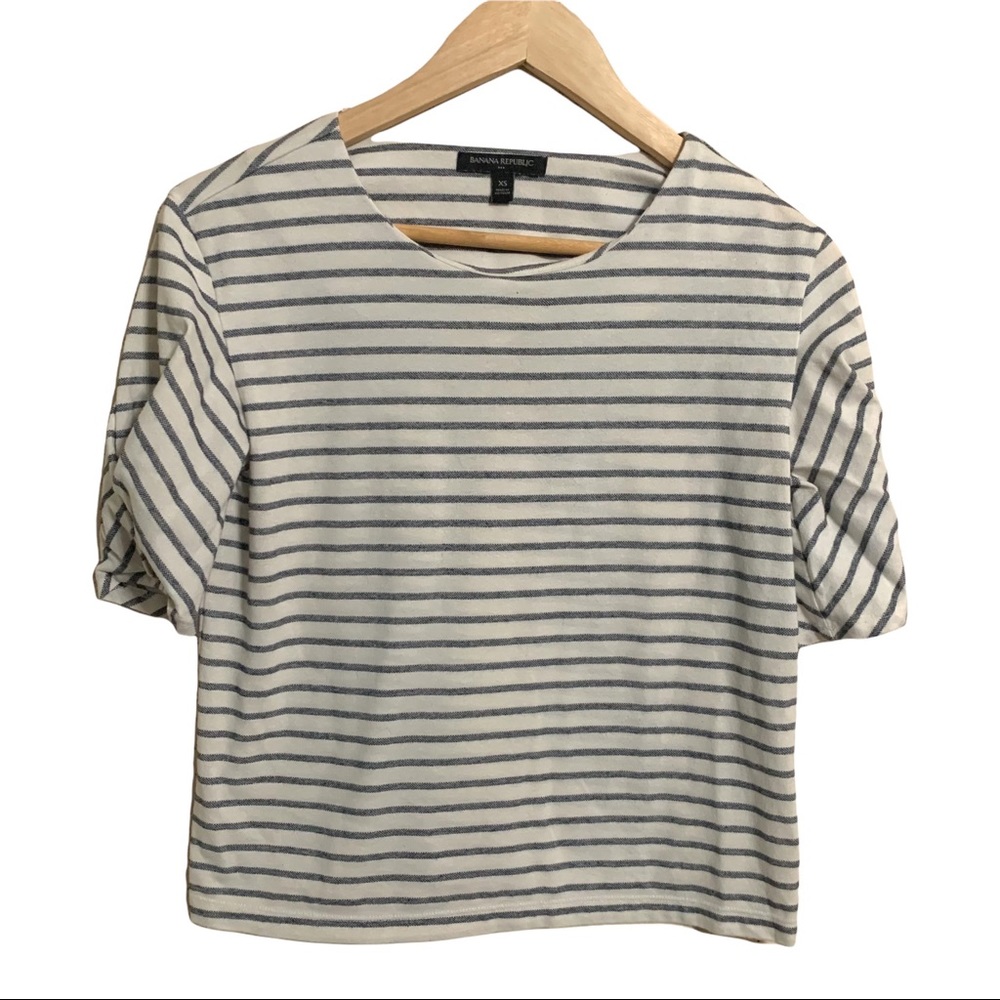 Banana Republic Pleated Sleeve Stripped Top XS